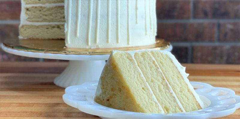 White Almond Wedding Cake