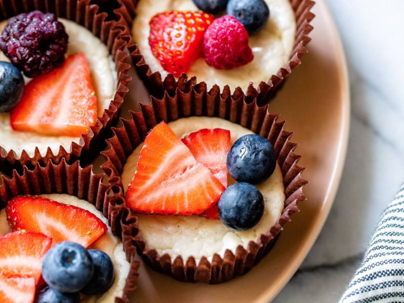 Red, White, and Blue Cheesecake Bites