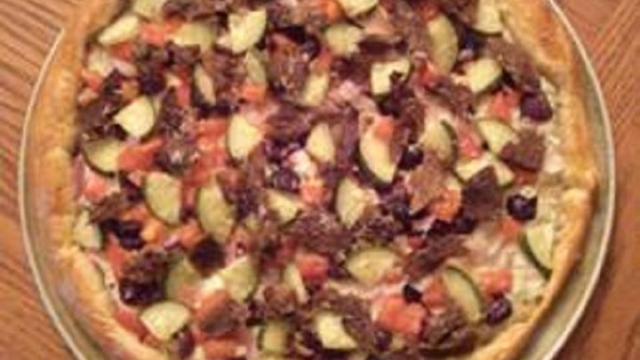 Greek-Italian Fusion - Beef Souvlaki Pizza