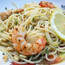Lemon Pasta With Grilled Shrimp