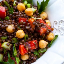 Black Lentil & Chickpea Salad With Mint Lemon Dressing